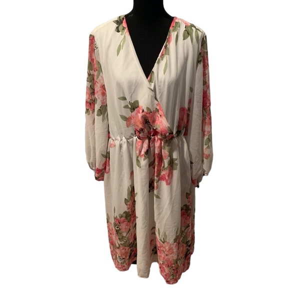Shein Curve Floral Faux Wrap Dress 4XL - Picture 1 of 6